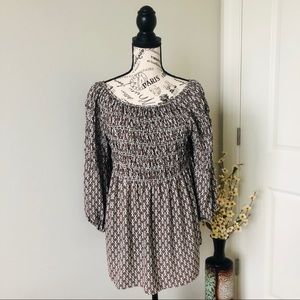 Max Edition taupe black coral long sleeve top Sz M